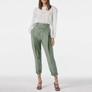 Frame Denim Twisted Trouser in Washed Military Green Size 30